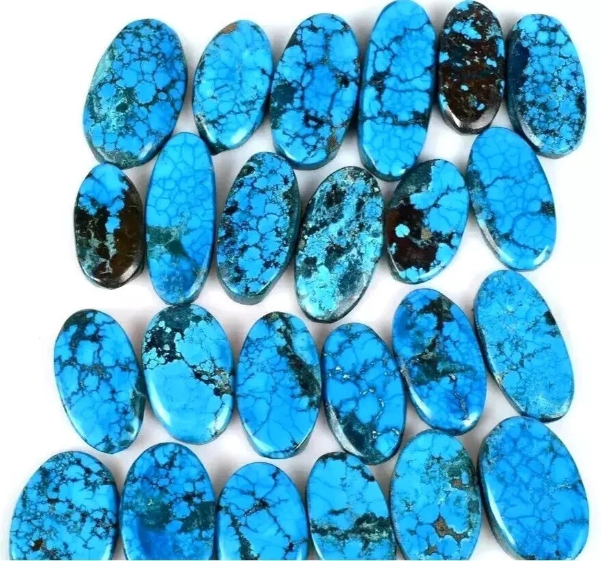 Lote de piedras preciosas de Arizona azul ovalado turquesa telaraña natural 500 quilates sin tratar Foto 1 de 4