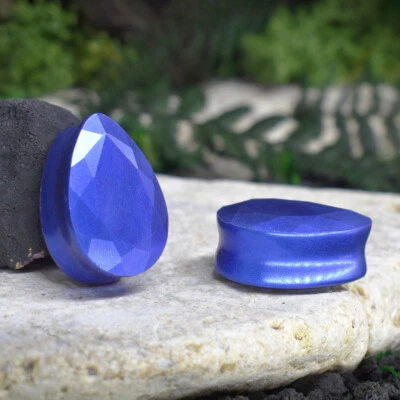 Faceted teardrop resin ear plugs gauges double flare tunnels 10-25mm - Image 1 of 4