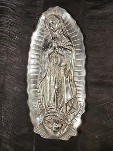 Vintage Lady Of Guadalupe Made In Mexico Handcrafted Silver Pewter Statue B29 - Picture 1 of 2