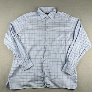 Ermenegildo Zegna Shirt 2XL Blue Check Button Up Long Sleeve Casual Mens - Picture 1 of 13