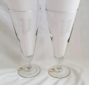Princess House Pilsner Klarglas Wasser Eisbecher mit Fuß Tee monogrammiert geätzt P - Bild 1 von 5