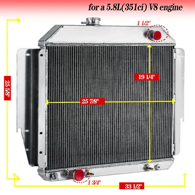 3-Row Radiator Fit Ford E100 E150 E250 E350 Econoline Club Wagon 5.8 V8 AT 79-91 - Image 1 of 4