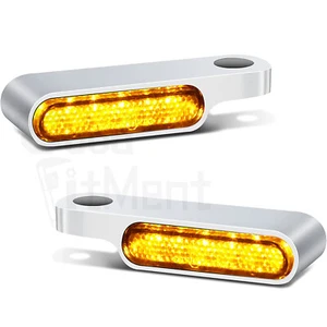 Chrome Mini Motorcycle LED Turn Signal Blinker Light Amber For Harley Sportster - Bild 1 von 10