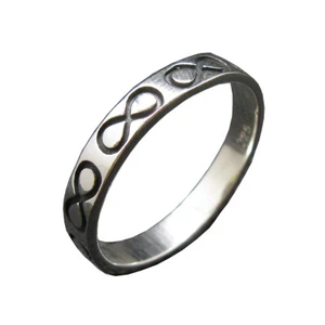 Handgefertigter 925er Silberring – Bandring mit Unendlichkeitssymbol - Picture 1 of 12