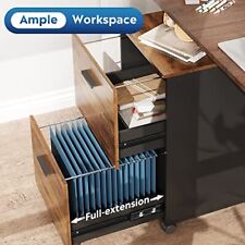 2 Drawer File Cabinet, Mobile Printer Stand, Wood Filing Cabinet fits A4 or