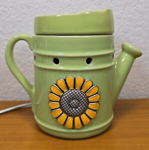 Scentsy Green Thumb Watering Can Sun Flower Full Size Wax Warmer Tested Works
