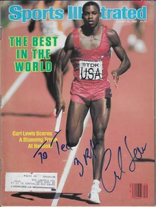 OLYMPIC GOLD MEDALIST - CARL LEWIS signed 1983 SPORTS ILLUSTRATED - AUTHENTIC - Imagen 1 de 3