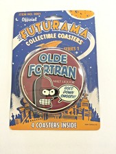 Set of 4 Futurama Drink Coasters Olde Fortran Series 1 Matt Groening Art #3001