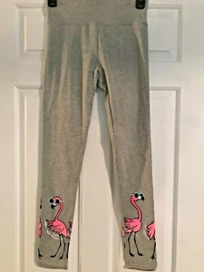 NWT Girls Justice Gray Full Length Leggings with Flamingo's - Picture 1 of 7
