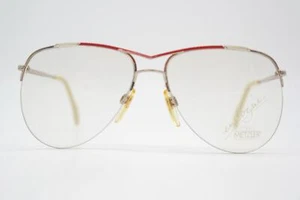 Vintage Brille Metzler 0832 Gold Rot Weiß Halbrand Brillengestell eyeglasses - Bild 1 von 6