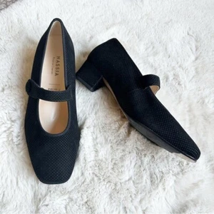 Correa ajustable para mujer Hassia Mary Jane en gamuza negra talla 6 UK 8 US - Imagen 1 de 7