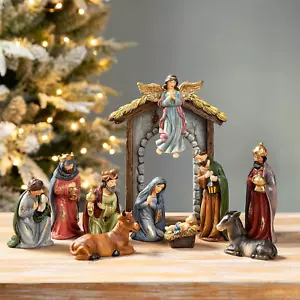 11Pcs Resin Nativity Figurines Set Christmas Ornaments Gifts Xmas Tabletop Scene - Picture 1 of 7
