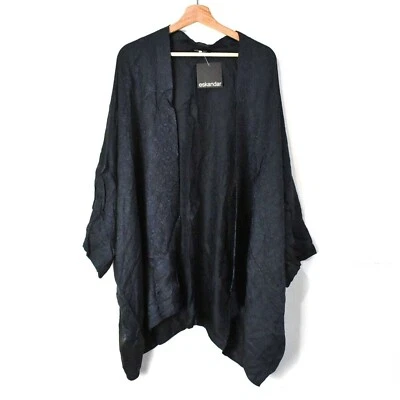 Eskandar 2PCS NEW Women Jacquard Flared Trouser Open Jacket Sz 1/0 Black Viscose - Image 1 of 4