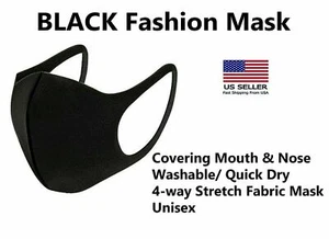 NEW black fashion face mask washable and reusable Mouth & Nose Cover US SELLER - Picture 1 of 6