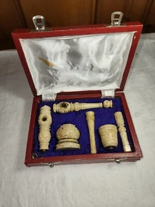 Juego de pipa de fumar tallada en piedra y latón vintage en caja ¿hookah? - Imagen 1 de 24