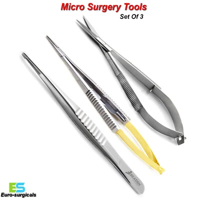 BEADEN® INSTRUMENTS / MEDSPO Micro Surgery Kit TC Castroviejo Needle Holder Micro Surgical Noyes Scissors CE