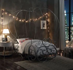 Priya Silver Finish Twin Bed W/Canopy - Picture 1 of 6