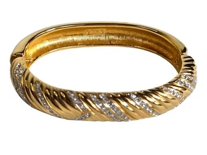 STUNNING SWAROVSKI S.A.L. 18K GOLD PLATED CRYSTAL RHINESTONE SWIRL CUFF BRACELET - Picture 1 of 8