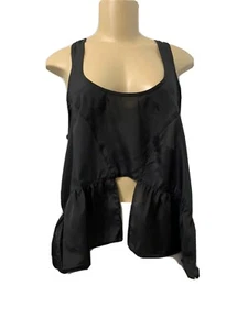 Last kiss Women’s Black Ruffle Top Sexy Opening On Bellybutton Fresh Racerback M - Picture 1 of 5
