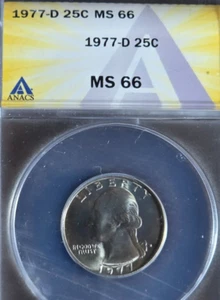 1977-D Washington 25C - ANACS CERTIFIED MS66! Great Coin & Looks Undergraded! - Picture 1 of 2