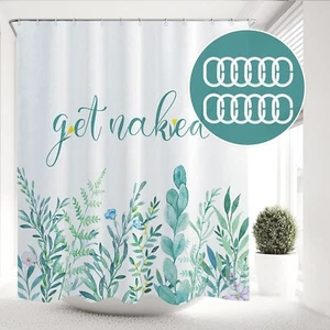 Fabric Botanical Shower Curtain With 12 Hooks Waterproof Bathroom Decor 72"x72" - Picture 1 of 5