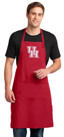 UH Apron FULL LENGTH for University of Houston MEN or Ladies POCKETS & Adj NECK! Cover