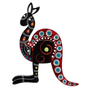 ERSTWILDER Das Känguru Yuri Brosche Anstecknadel Aborigine Kunst Melanie Hava Neu mit Etikett - Bild 1 von 4