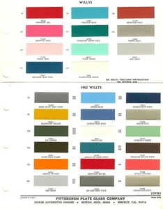 1962 1963 WILLYS JEEP GLADIATOR PANEL UNIVERSALS WAGONEER PAINT CHIPS (PPG) - Foto 1 di 1