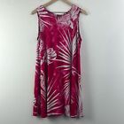 Clara Sun Woo Pink White Tropical Print Sleeveless Dress Womens Size M