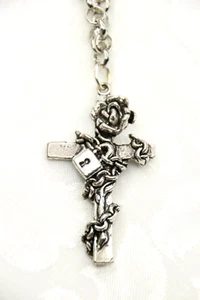 Cross in Chains Charm Pewter Pendant Stainless Steel Chain Necklace 18" Gothic - Picture 1 of 6