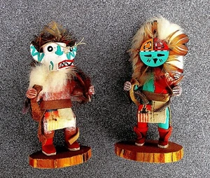 VINTAGE PAIR OF NATASKA & SUN FACE HOPI KACHINA DOLLS - ARIZONA - Picture 1 of 4