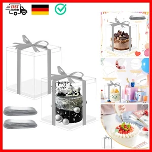 2 Stück Tortenschachtel Tortenkarton Hoch Torten Geschenkbox Durchsichtig 30 ... - Bild 1 von 9