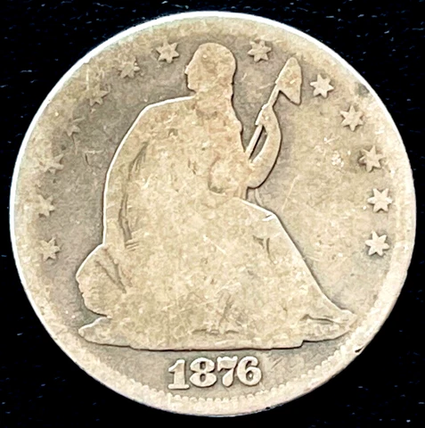 1876 Seated Liberty Half SILVER DOLLAR Coin 50c Fifty Cents 50 Cent USA Coins Cover