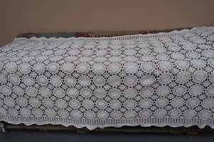Vintage Handmade Crochet Lace Twin Bedspread 50" x 90" - Picture 1 of 6