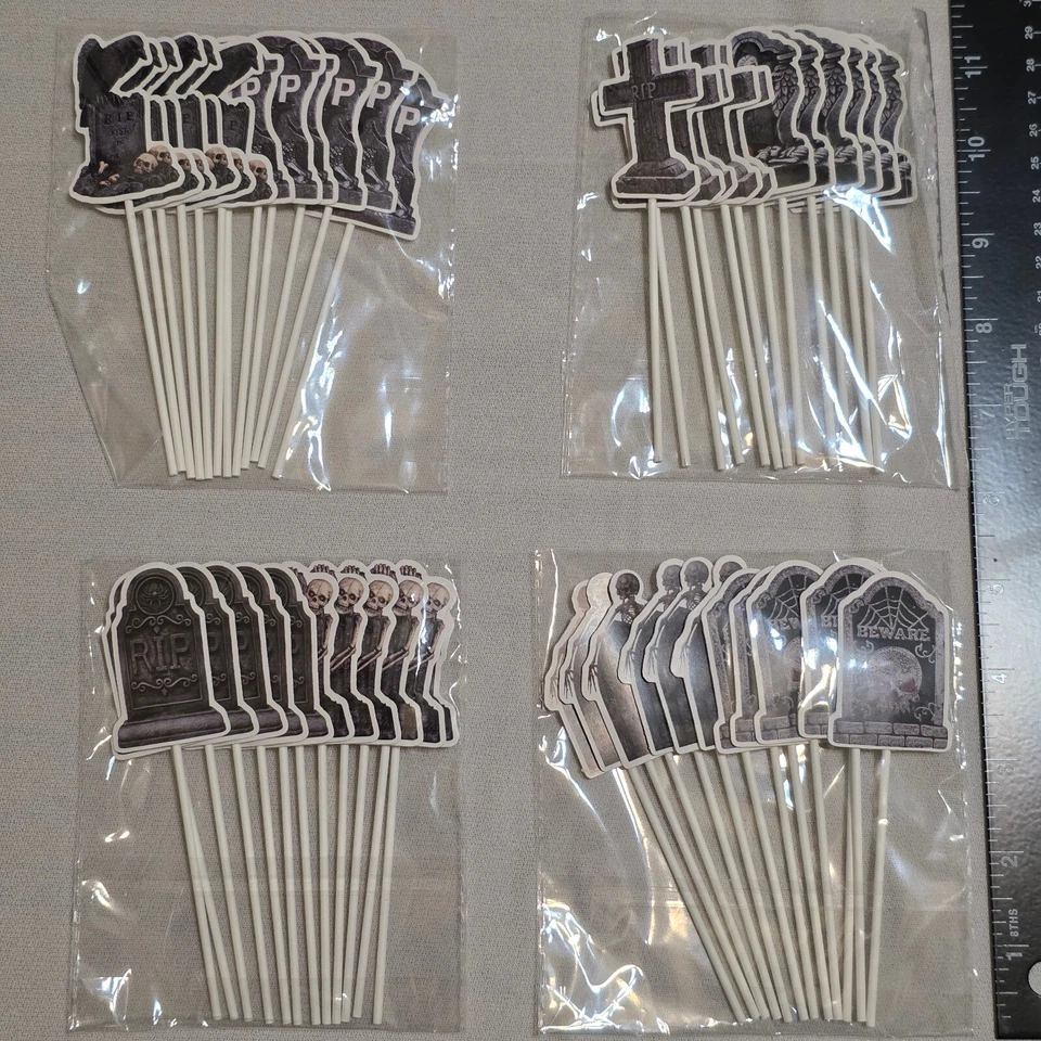 48 Pieces Halloween Tombstone Cupcake Toppers New In Package - Image 1 of 1