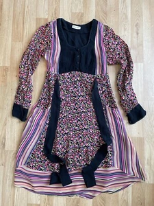 Love Label Floral Multicolour Lined Long Sleeved Dress With Pockets Waist Tie - Picture 1 of 10