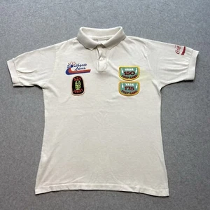 Vintage 80s YABA Bowling Polo Shirt Mens SiE L Fits A White Size L Distressed - Picture 1 of 8