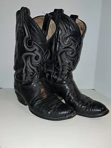 Tony Lama 8539 Vintage Black Exotic Teju Lizard Cowboy Boots 9 E - READ - Picture 1 of 7
