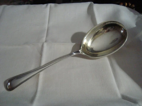 STERLING SILVER DESSERT SERVING SPOON - "SAXON" - by BIRKS - 7 5/8" -67.5 grams Cover