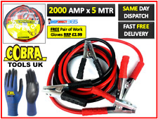 HEAVY DUTY 2000AMP CAR VAN JUMP LEADS 5 METRES BOOSTER CABLES START NEW & GLOVES