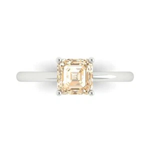 1Ct Asscher Cut Natural Morganite Solitaire Engagement Ring, 14K White Gold - Picture 1 of 11