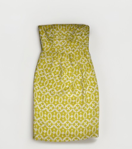 Abito Tory Burch verde lime senza spalline con corsetto intimo 100% seta taglia 6