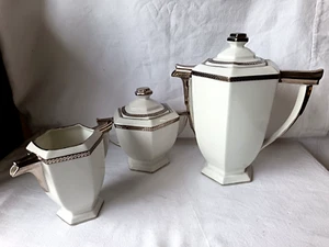 ART DECO KAFFEEKANNE MILCHKANNE ZUCKERDOSE PORZELLAN ASTRAL LIMOGES - Bild 1 von 10