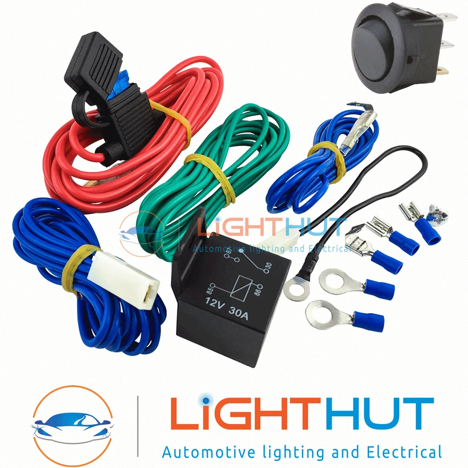 12V Fast Fit Foglight Driving Spot Lamp Light Fused Wiring Kit inc Switch Relay - Image 1 of 1