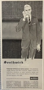 Trajes Southwick a medida para hombre ropa publicidad impresa vintage años 50 - Imagen 1 de 2