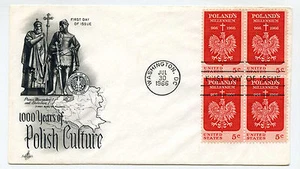 1313 Polacco Millennio ArtCraft blocco 4 FDC - Foto 1 di 1