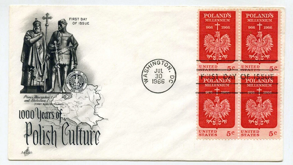1313 Polish Millennium ArtCraft block 4 FDC - Image 1 of 1