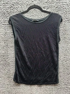 Maje Womens Black Metallic Sheer Everyday Comfort Wide Strap Tank Top Size 1 - Image 1 of 4