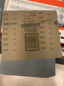 3m 600 grit sandpaper 9x11 Sheets (Qty of 50 Sheets) New - Stamped Salvage - Picture 1 of 2