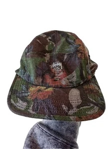 Vintage Y2K Stussy 5-Panel Hat One Size Adjustable Floral Pattern AOP Cap RARE - Picture 1 of 8